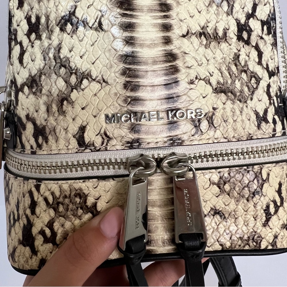 Michael‎ Kors Rhea Mini Snake-Embossed Leather Backpack - Picture 7 of 10